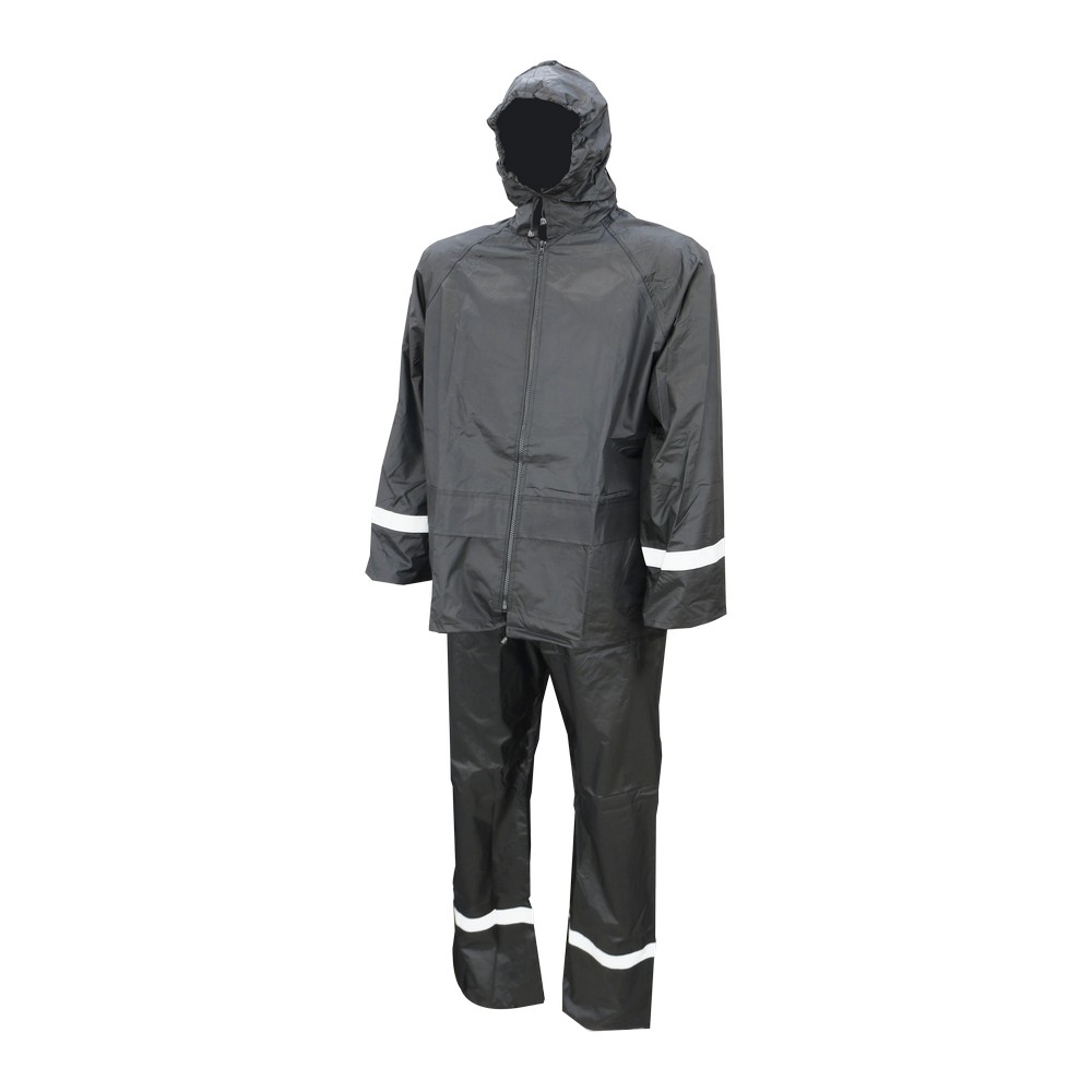 Traje para lluvia 2pzs talla m negra con cinta reflectiva