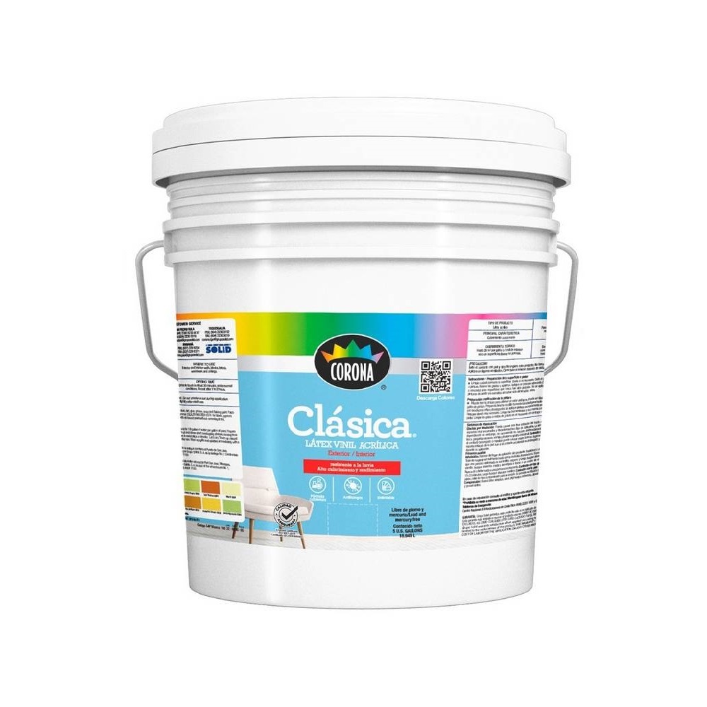 Pintura clásica látex color rojo arcilla mate 18.9 l (cub)