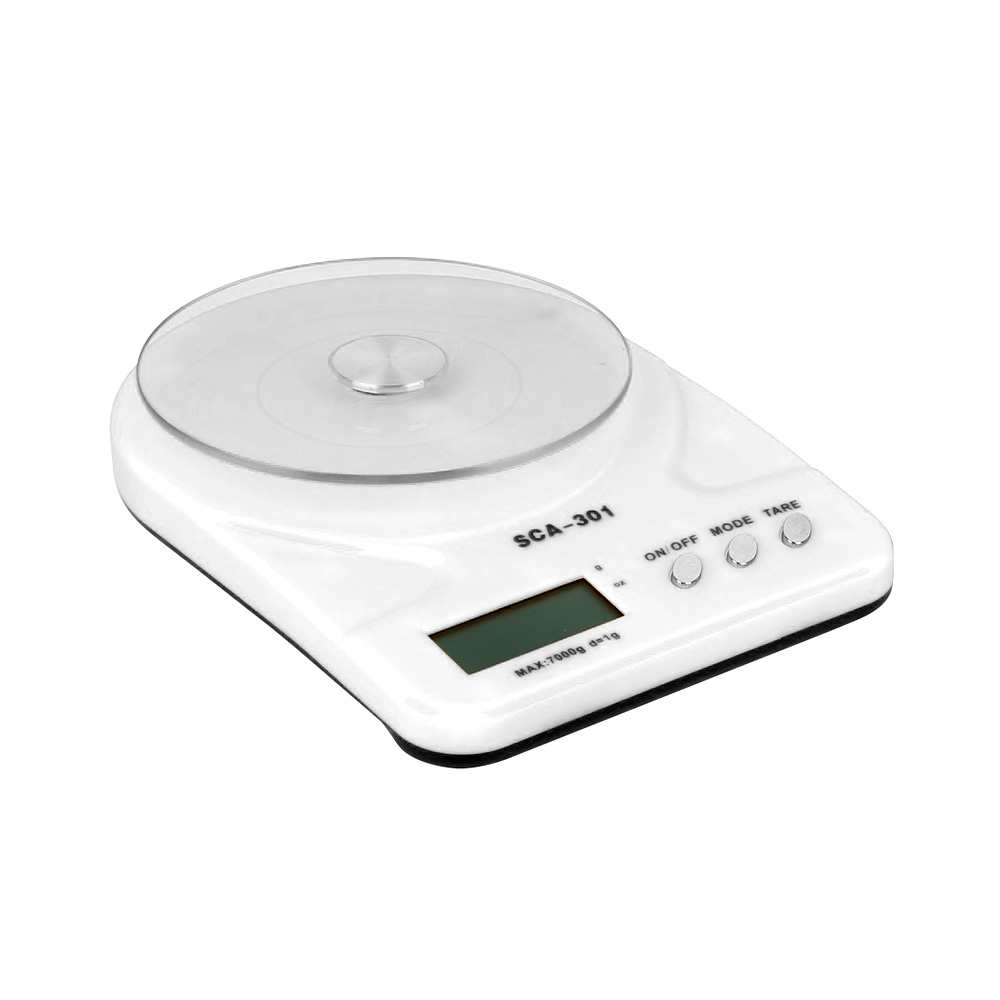 Báscula de mesa digital 5 kg blanco y amarillo