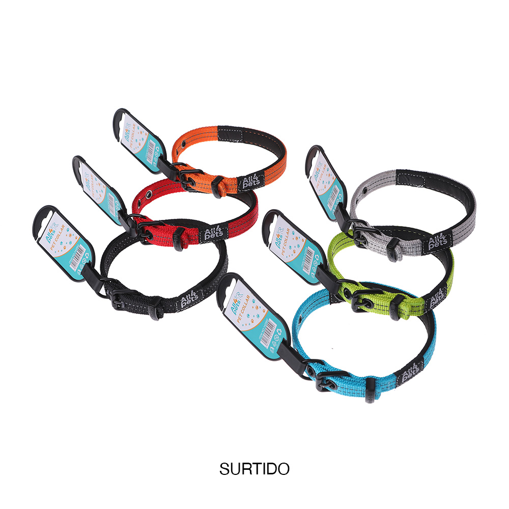 Collar de nylon para perro anti reflectivo talla s