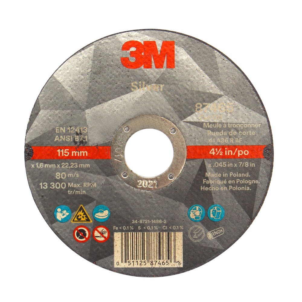 Disco de corte metal 4 ½ pulgadas x 1.6 mm x 7-8 pulgada t1 silver
