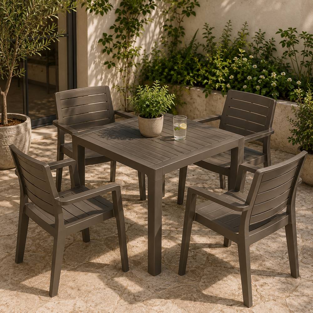 Mesa plastica cuadrada mocca