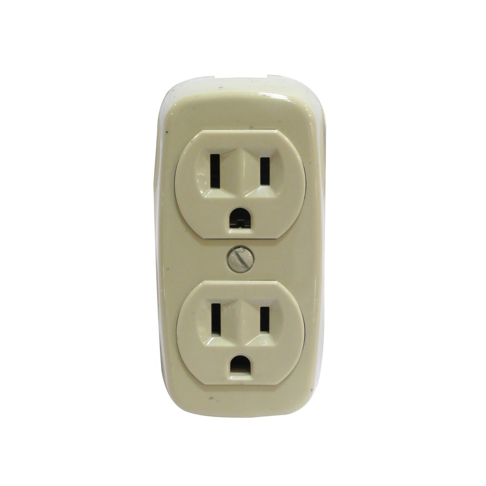 Tomacorriente doble polarizado sobreponer marfil 15a 125v