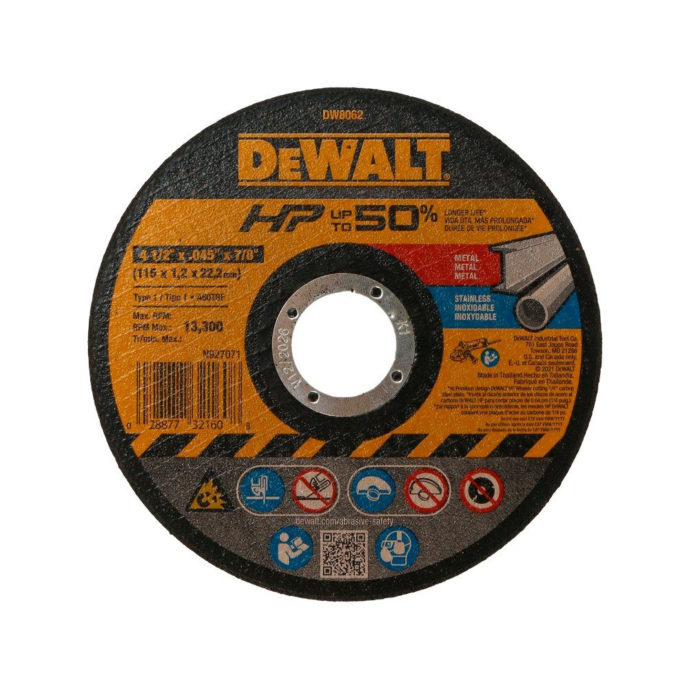 Disco de corte metal-acero inoxidable 4 ½ x 1-16 x 7-8 pulgada