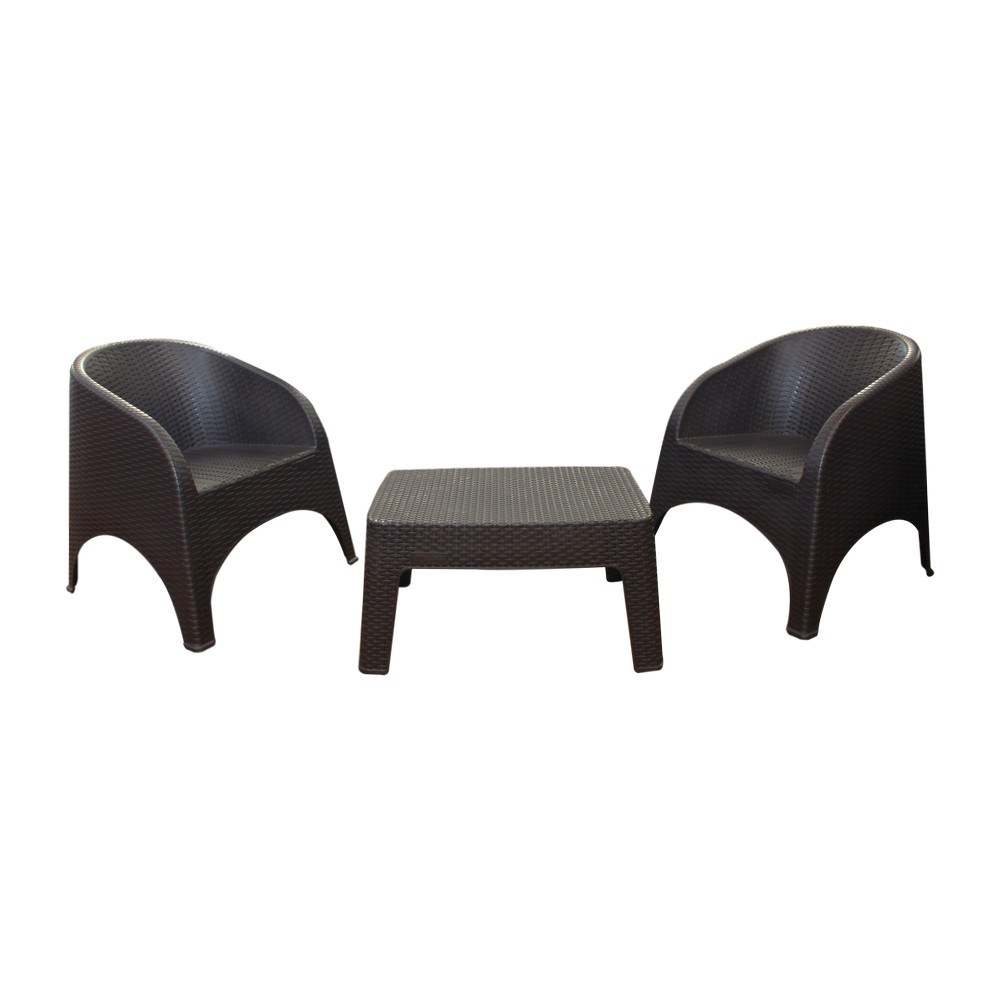 Mueble bistro tipo rattan color café - set de 3 unidades