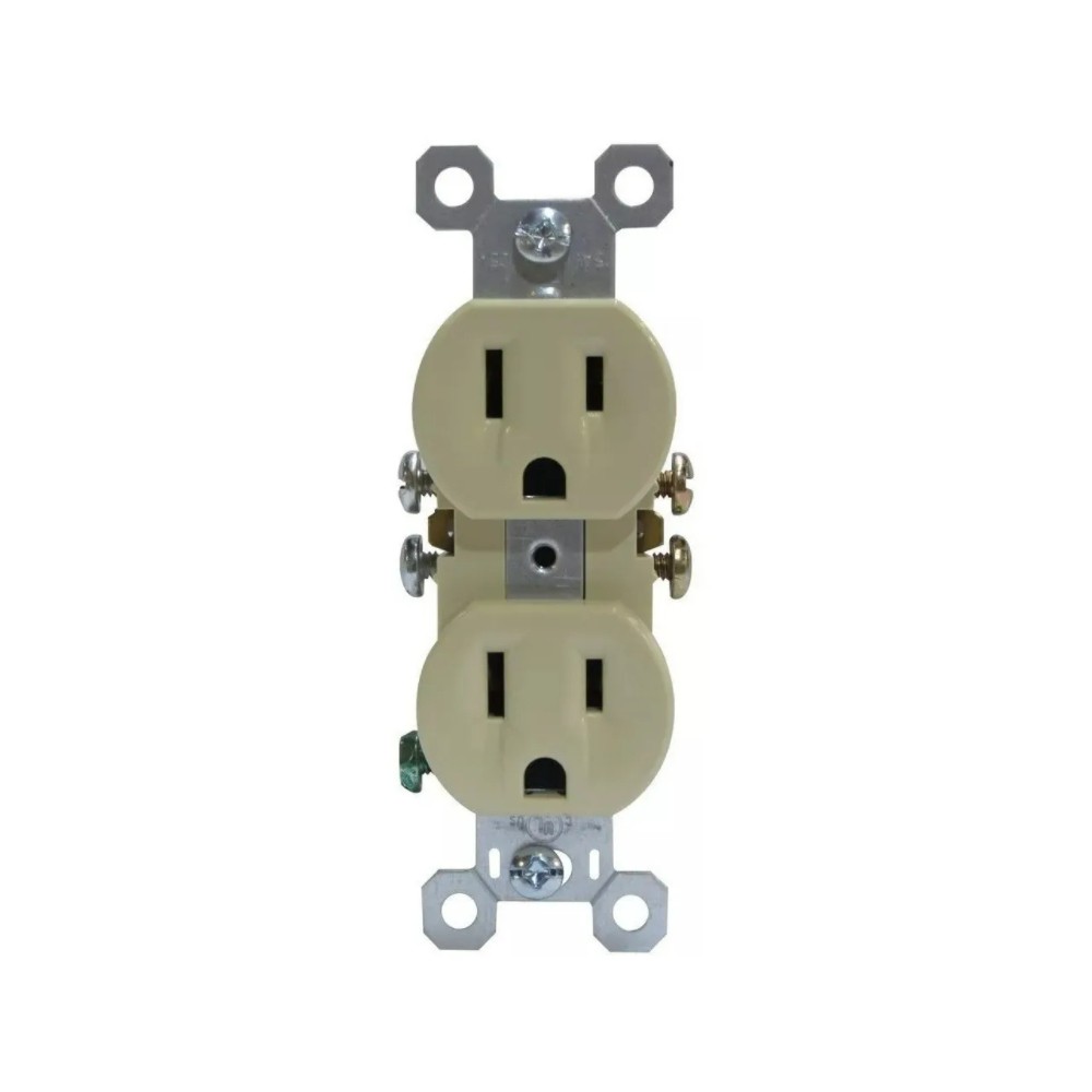 Tomacorriente doble polarizado empotrable 15a 125v marfil