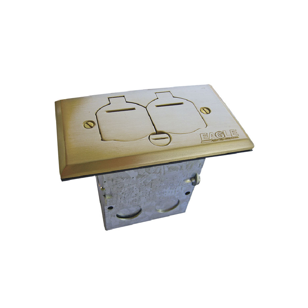 Caja de piso con toma 20a 125v dorada eagle 5798fba