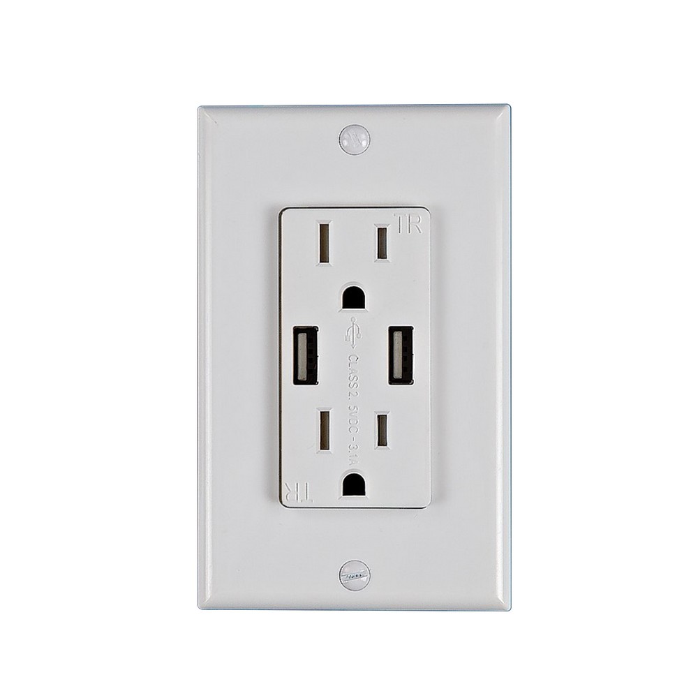 Toma hembra doble polarizad 20a usb 4.2a