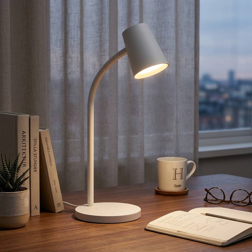 Lámpara de escritorio led 6.5w blanca dimable con carg