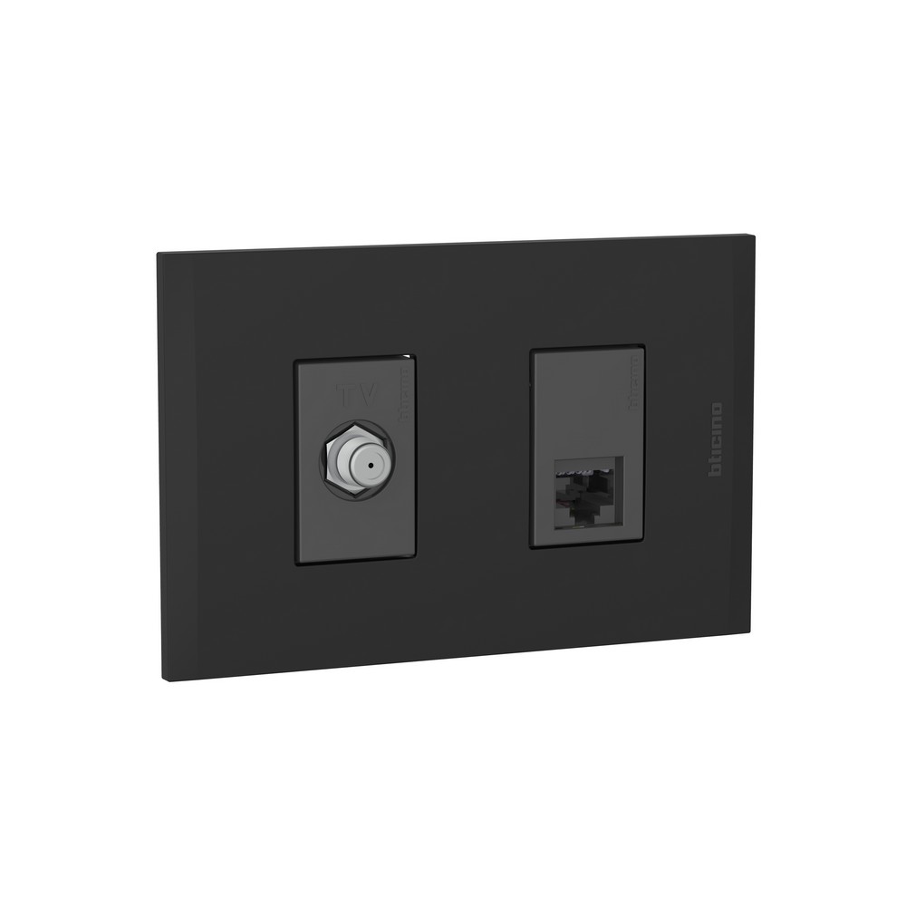 Toma coaxial para tv negro rj45