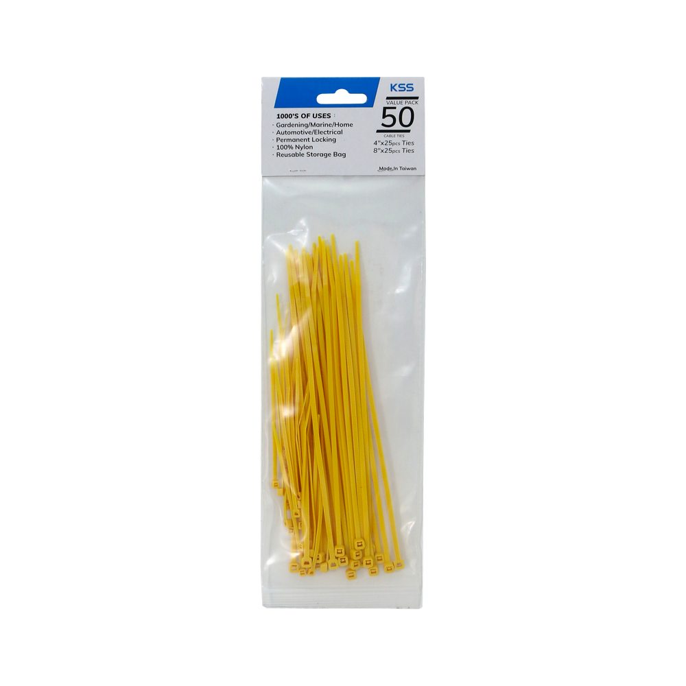 Cincho plástico de 10.16 y 20.32 cm (4 - 8 pulgadas) color amarillo