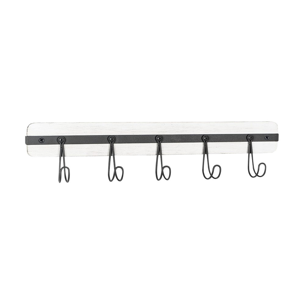 Organizador para pared de madera 5 ganchos 10.16 x 1.27 x 45.72 cm