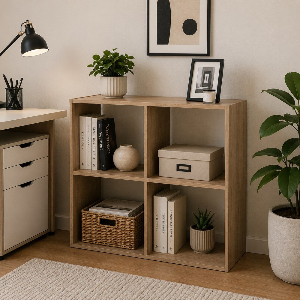 Mueble de madera 4 espacios cafe