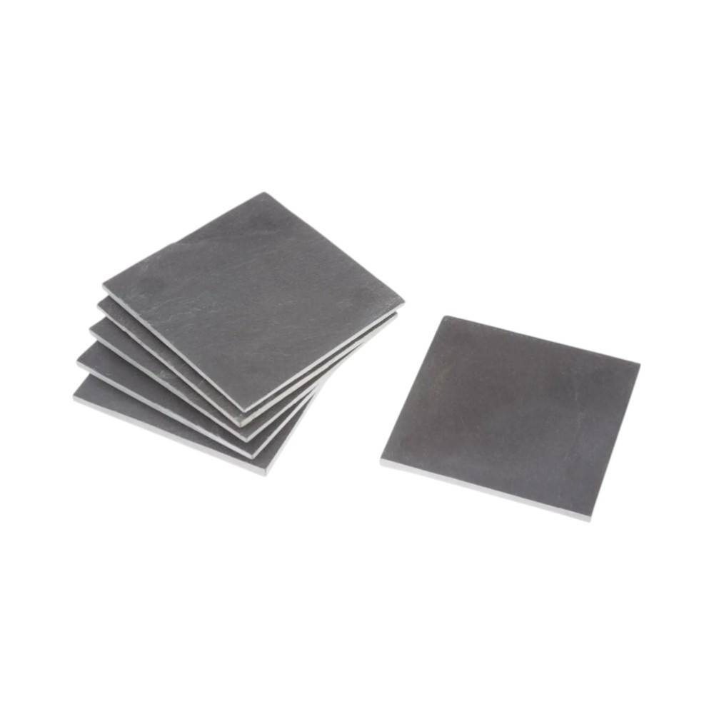 Portavasos tipo pizarra cuadrada 10x10cm negro 6 pzas