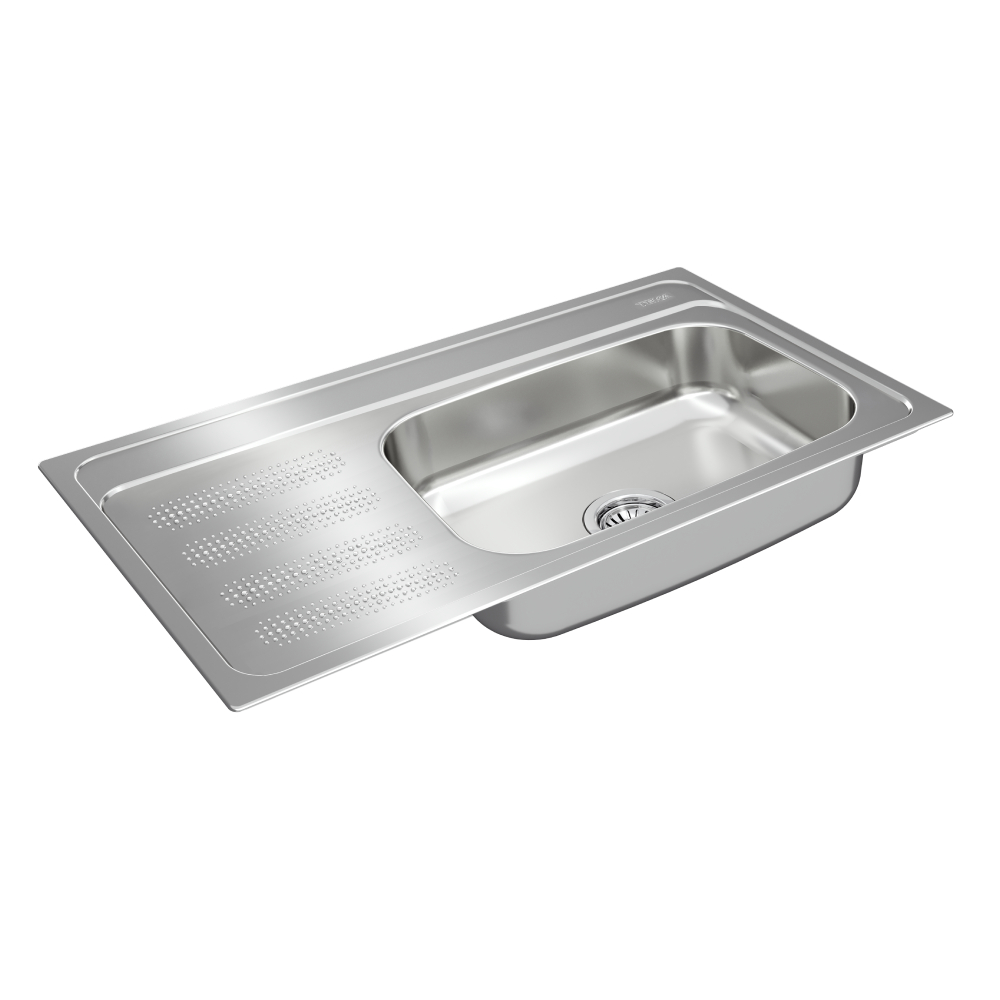 Fregadero inoxidable izquierdo 1 poceta de 95 x 51 cm