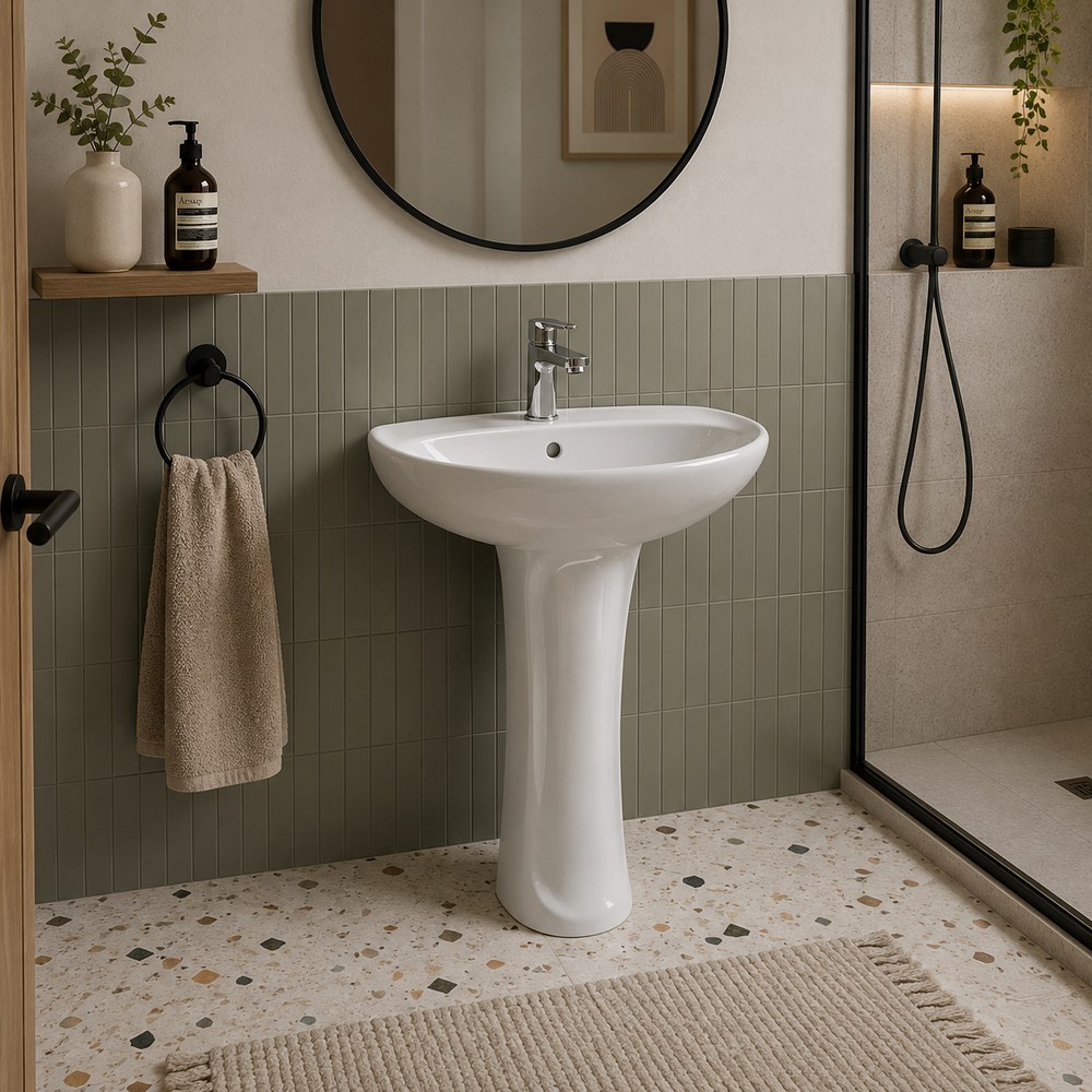 Lavamanos blanco con pedestal