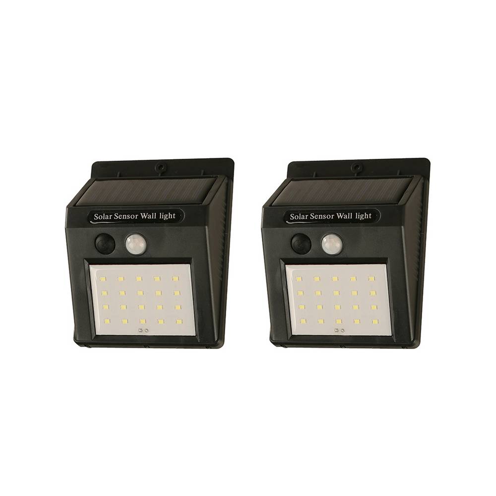 Lámpara solar led de pared sensor de movimiento negra 2w