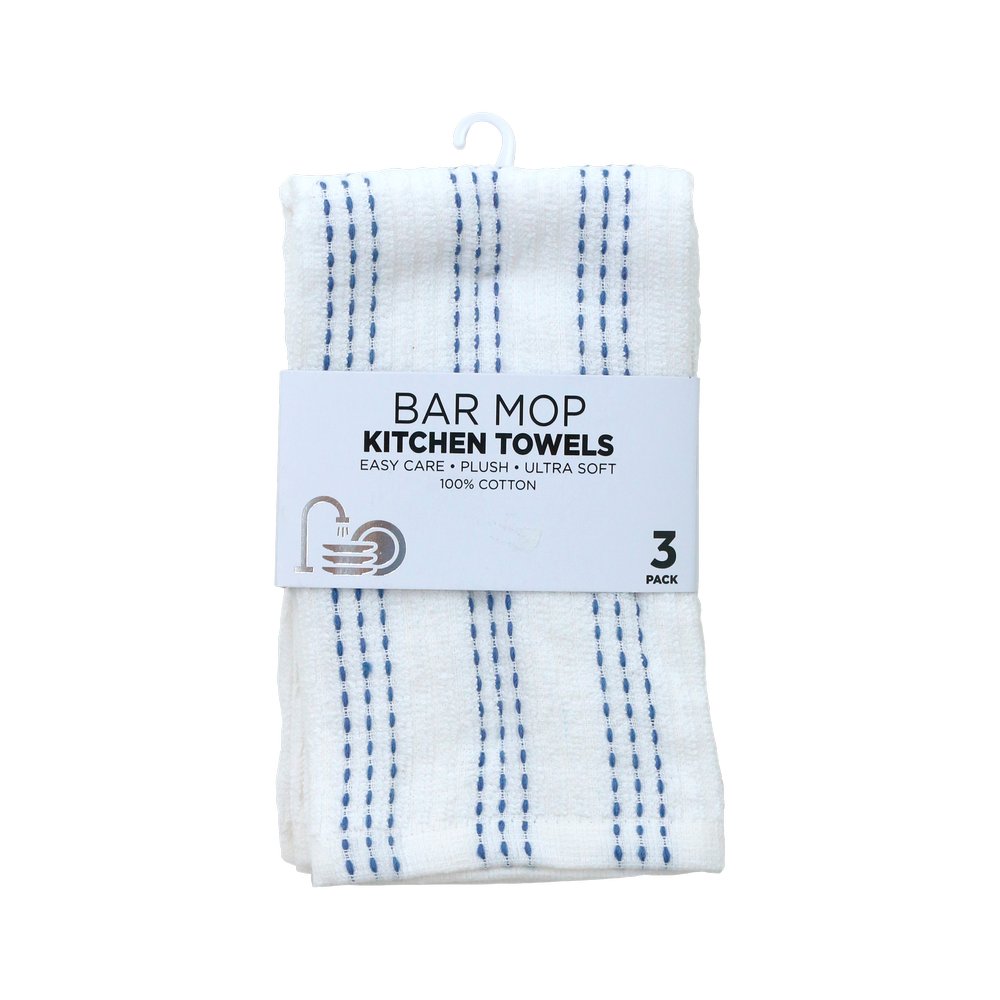 Toalla de algodón para cocina rayas azules de 40.6 x 48.2 cm- 3 unidades