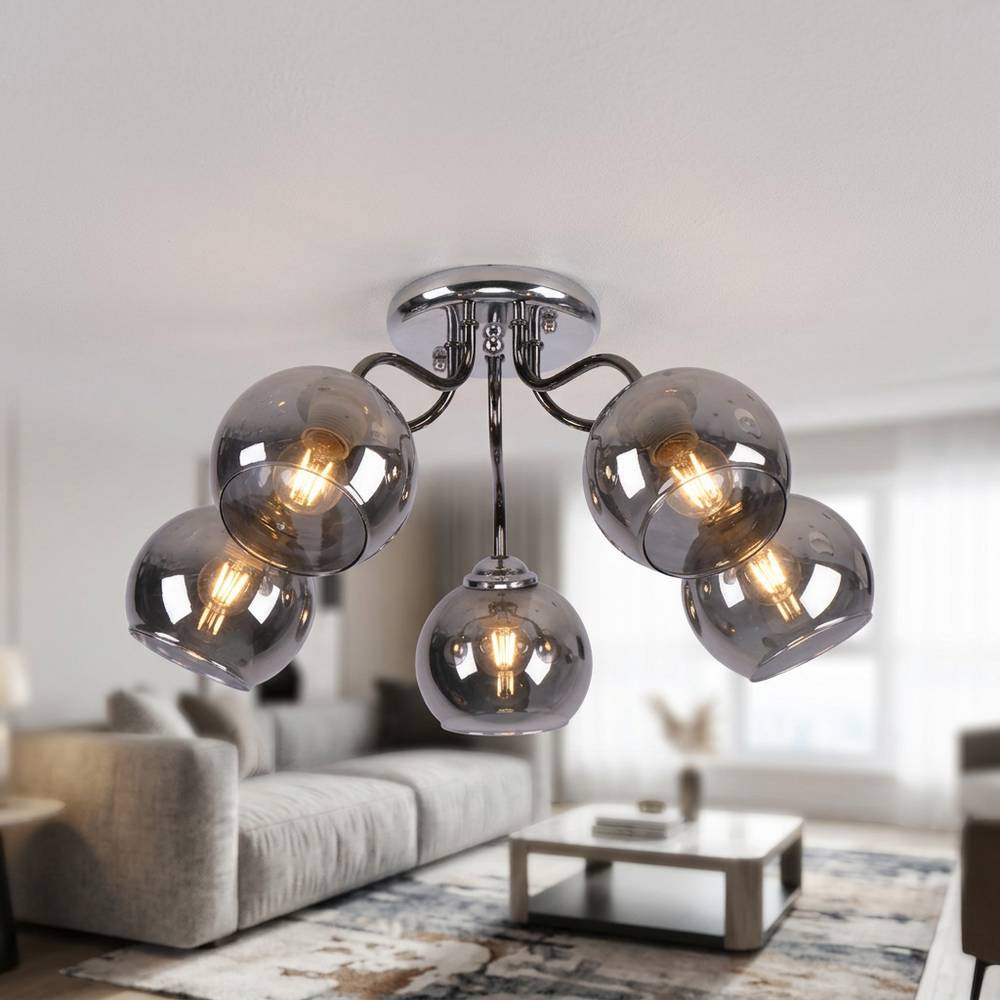 Lampara techo cromo 5l e27 40w