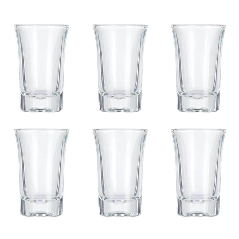 Vaso de vidrio para shot 1.35oz transparente 6 pzas