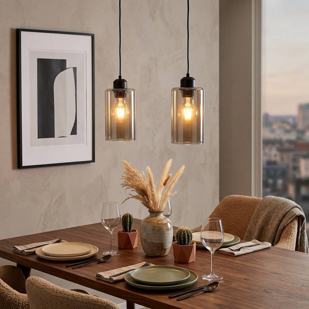 Lampara colgante negro 1l e27 40w (2 piezas)