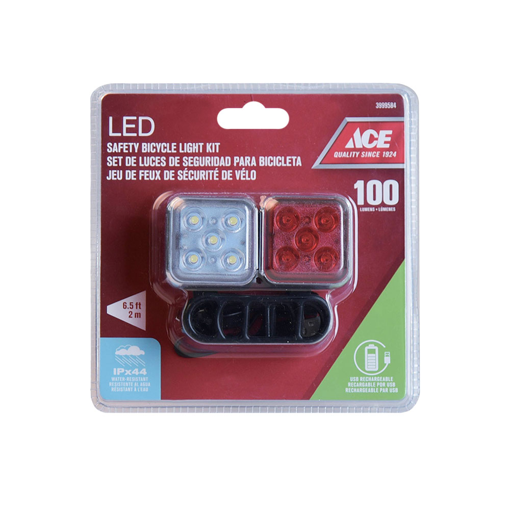 Lámpara led recargable para bicicleta rojo/blanco