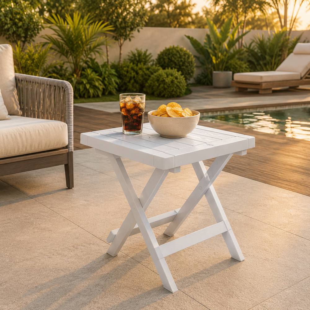 Mesa plastica plegable 65x50x73.2cm gris hielo baru