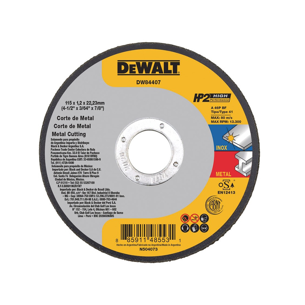 Disco de corte metal 4 1-2 x 3-64 x 7-8 pulgadas
