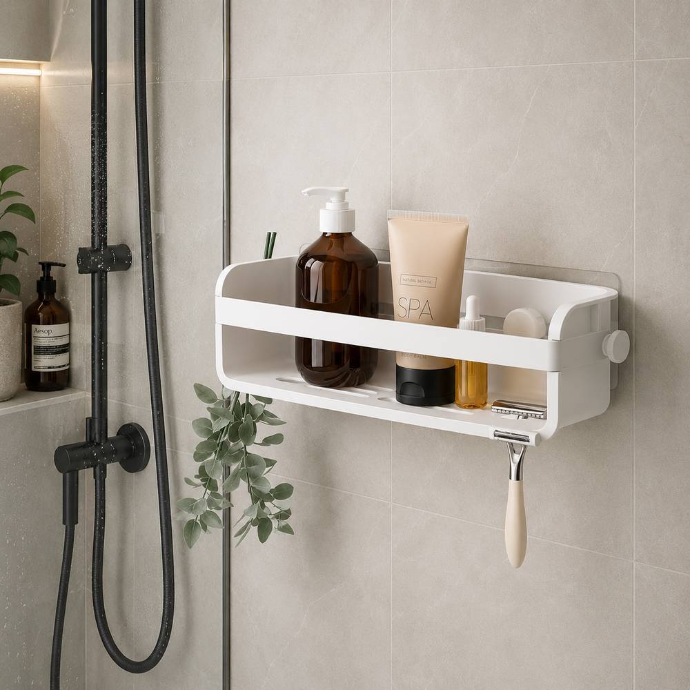 Organizador para baño plastico adhesiva blanco