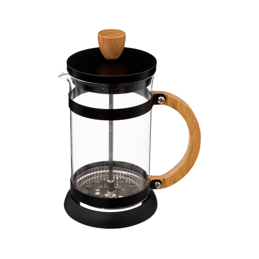 Cafetera de prensa color negro con mango de bambú 600 ml