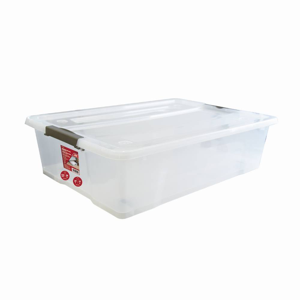 Caja organizadora de plástico 34 l transparente con ruedas