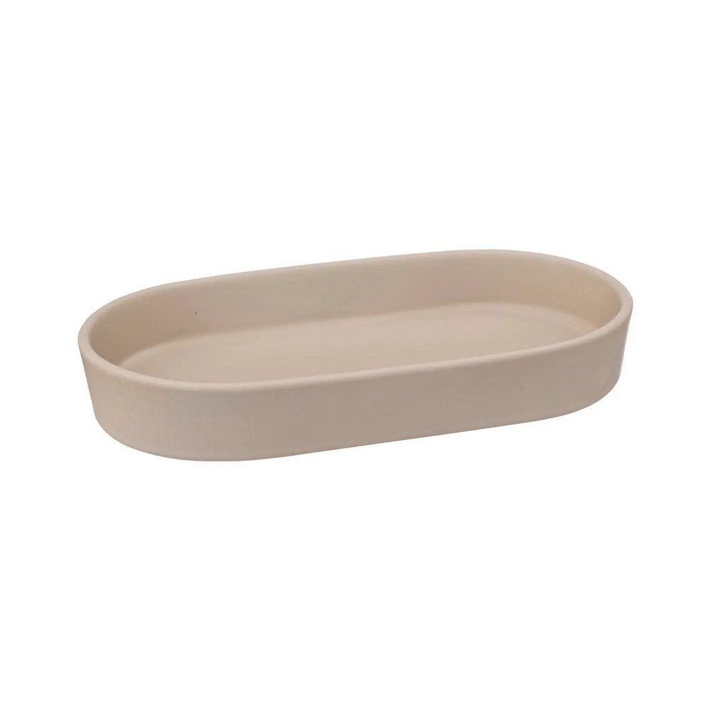 Bandeja de cerámica para baño 19.3x10.6 cm lino beige