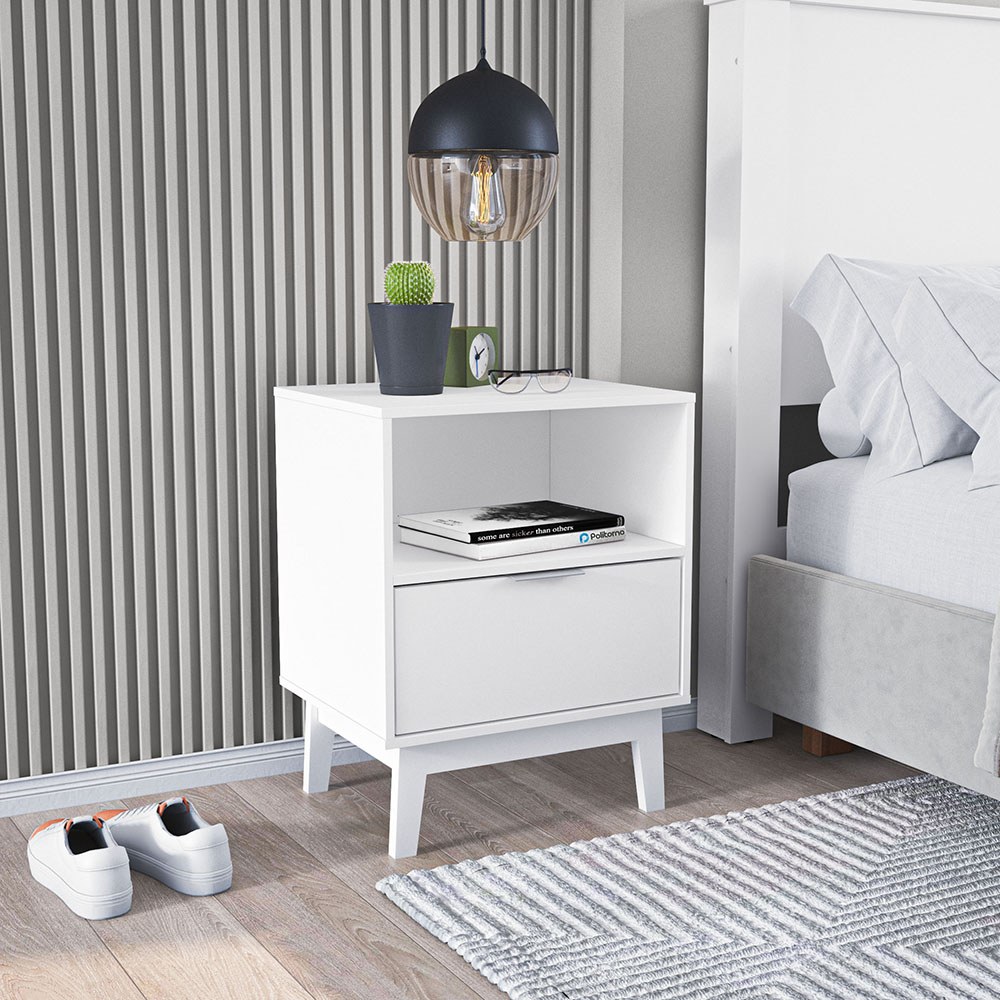 Mesa de noche de madera 56.4x44.5x35.5 cm blanco