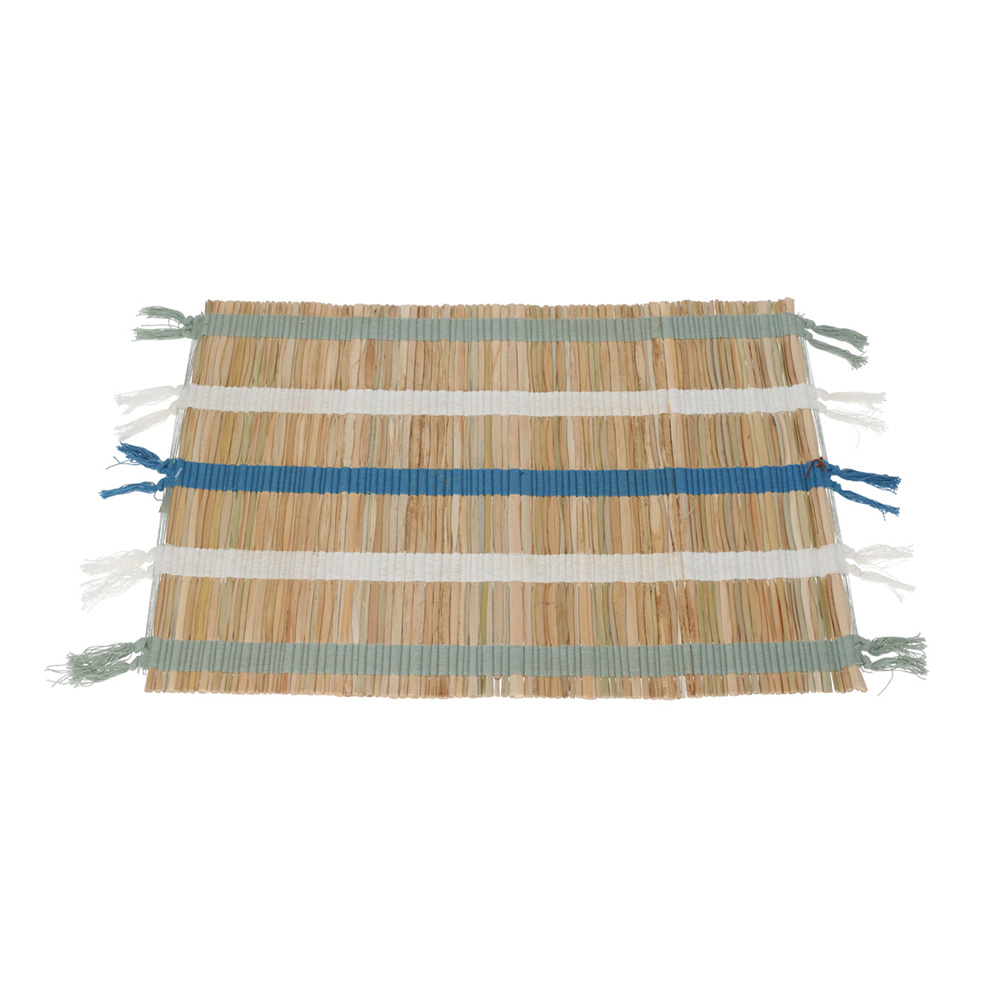 Individual de mimbre 45x35 cm lineas gris/azul