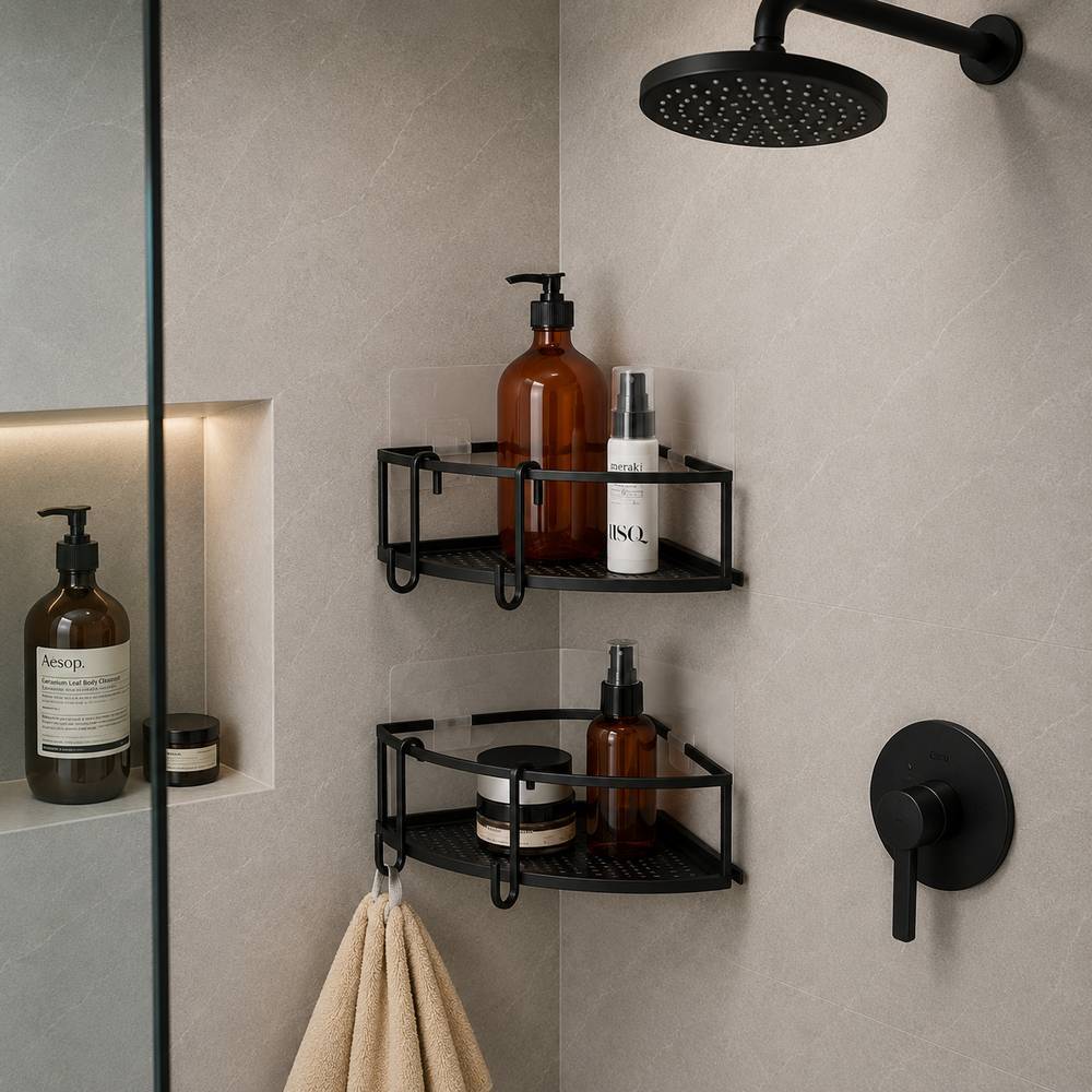 Organizador para ducha plastico 22.99x7.62 cm negro 2 piezas