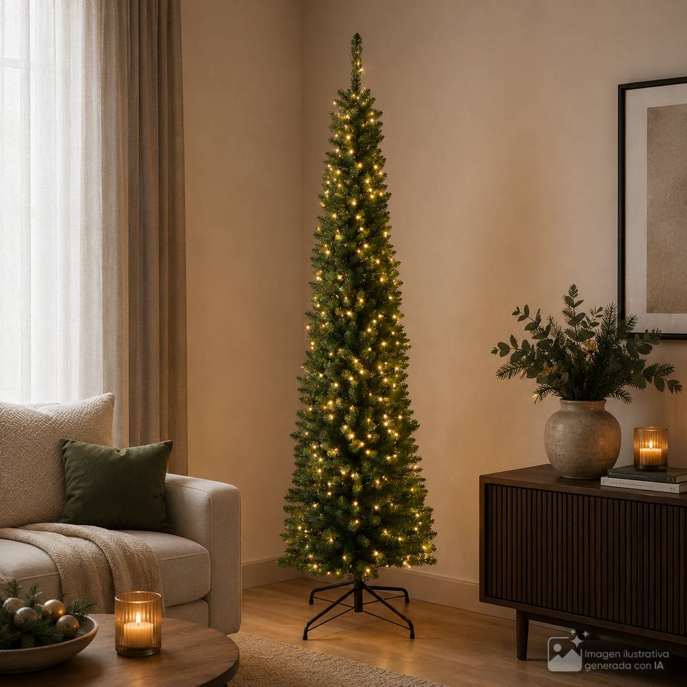 Arbol navideño 182.8 cm con 200 luces led pencil