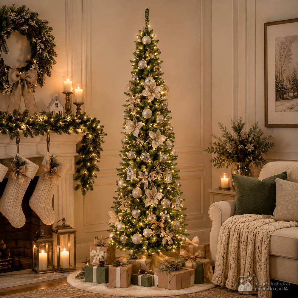 Arbol navideño 213.3 cm con 280 luces led pencil
