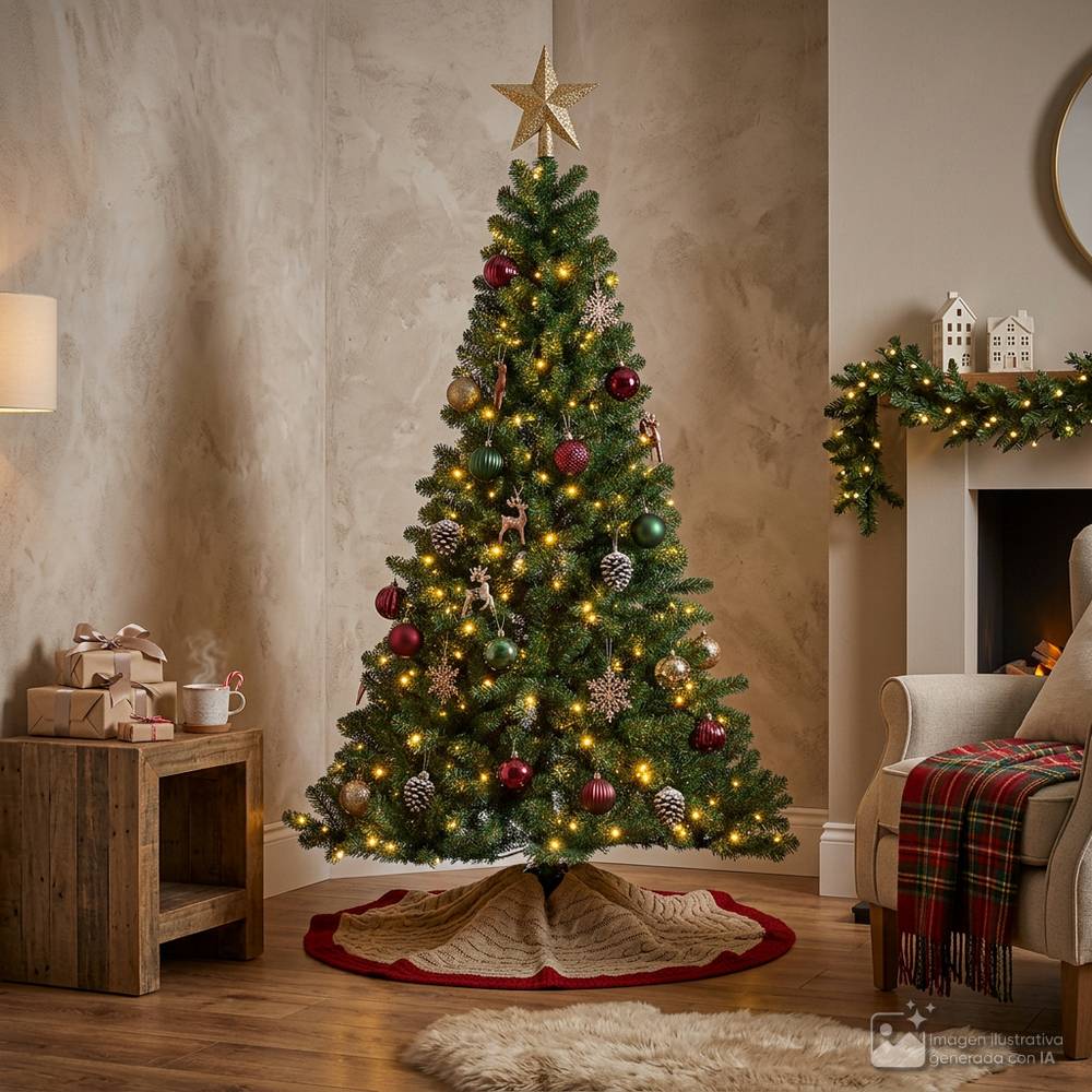 Arbol navideño tradicional 182.8 cm con 260 luces led