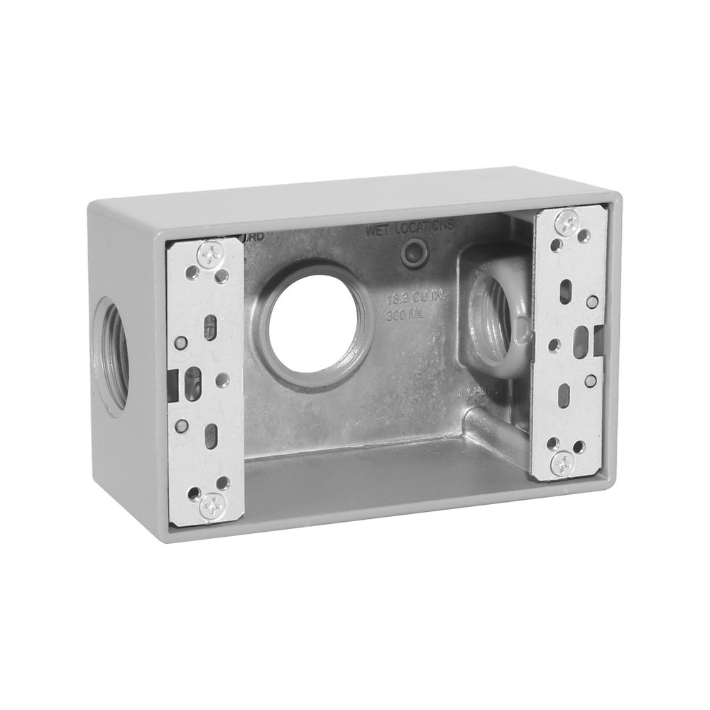Caja rectangular para intemperie 3/4 pulg (19.05 mm) 3 huecos