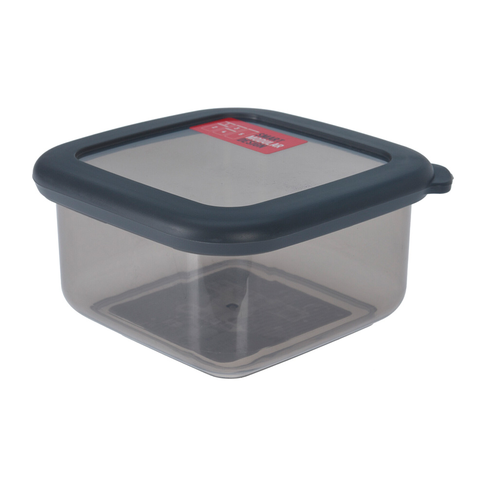 Depósito cuadrado de plástico con tapa 400 ml gris