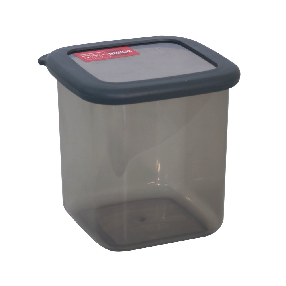 Deposito cuadrado de plastico con tapa 800 ml gris