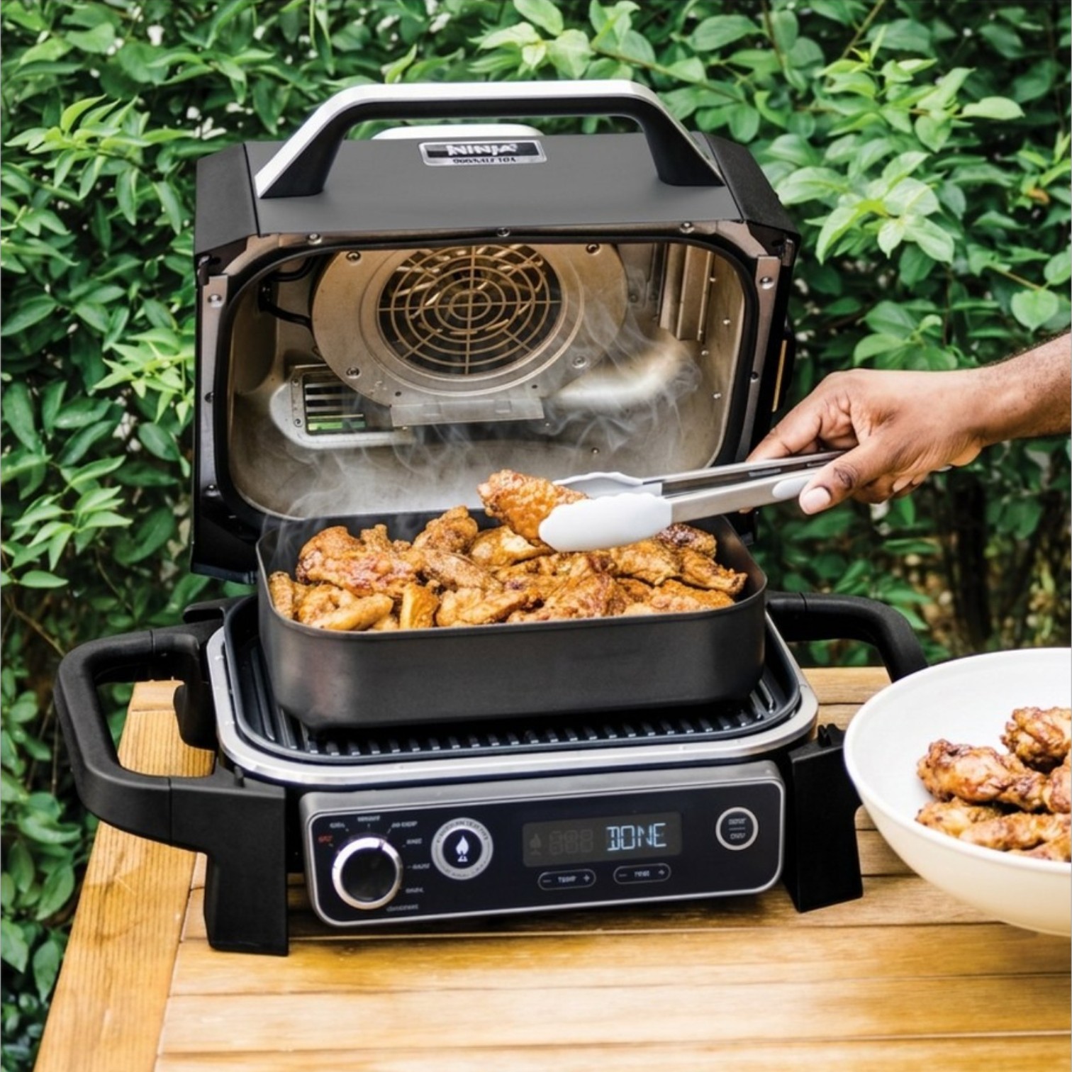Ahumador y parrilla electrica 7 en 1 59.9x47.1 cm gris
