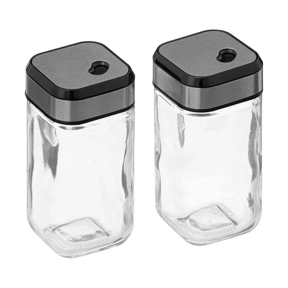 Salero y pimentero de vidrio con tapa de acero inox 100 ml 2 unidades