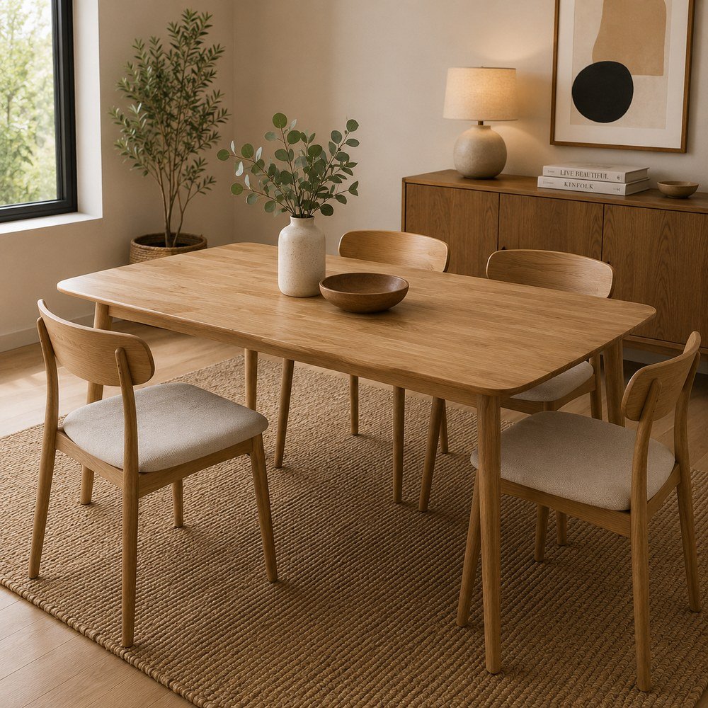 Mesa para comedor de madera 80x130 cm beige