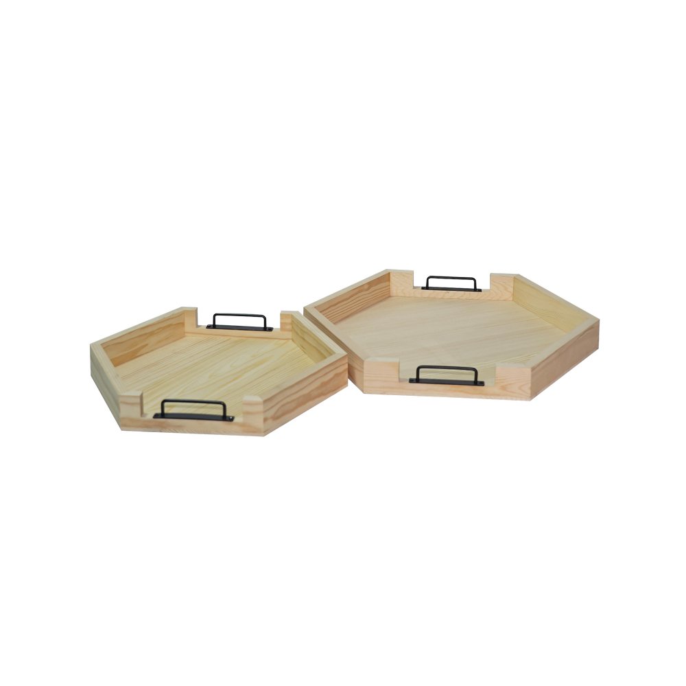 Bandeja decorativas de madera - 2 piezas