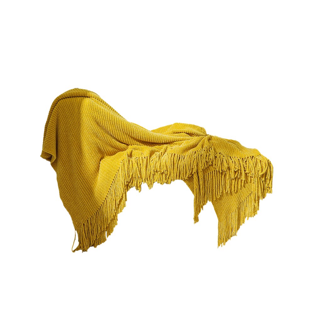 Manta decorativa color amarillo 127 x 152 cm