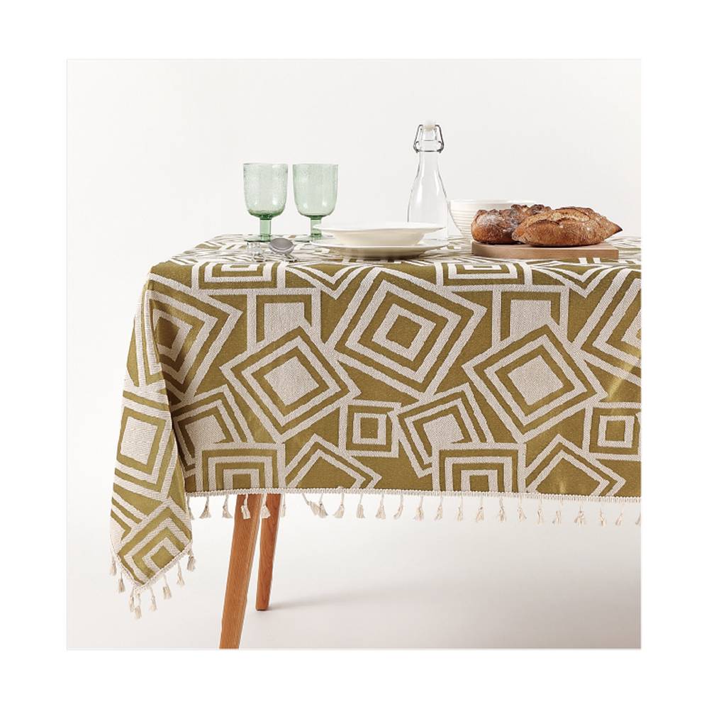 Mantel de tela para mesa rectangular con encaje 140 xa220 cm
