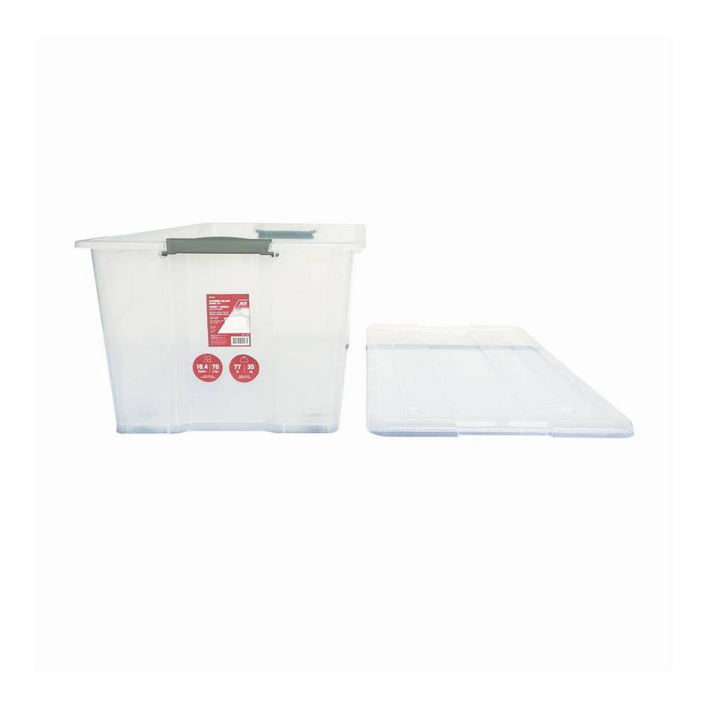 Caja organizadora de plastico 70 l transparente con ruedas