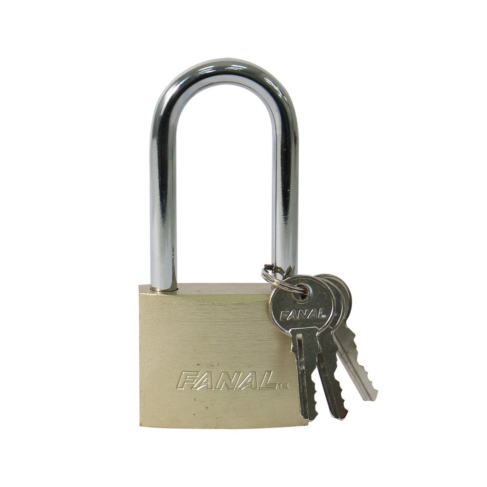 Candado de hierro acabado latón arco largo 63 mm