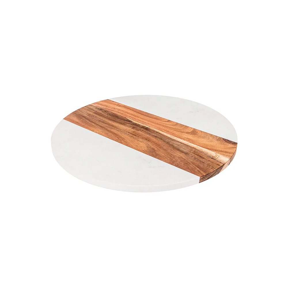 Base para servir giratoria de acacia/mármol 35 cm
